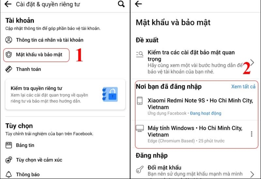 Cách đăng xuất Facebook khỏi các thiết bị khác bằng điện thoại.
