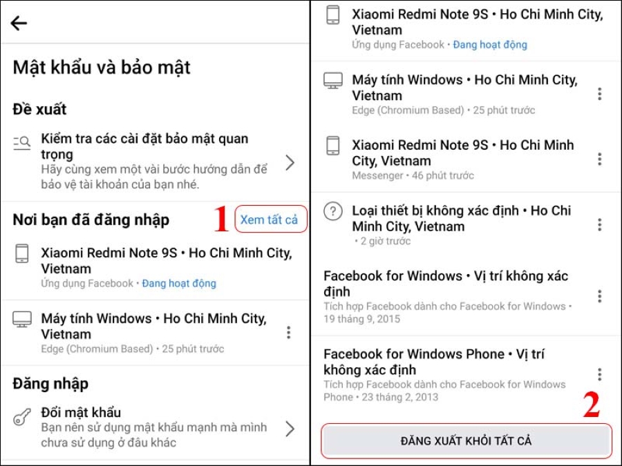 Cách đăng xuất Facebook khỏi thiết bị 