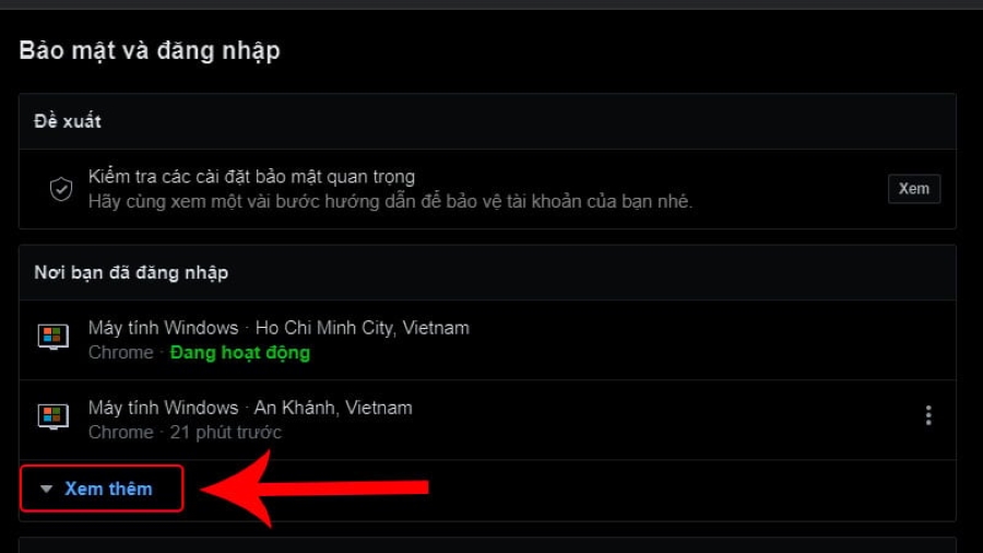 Cách đăng xuất Facebook khỏi các thiết bị khác bằng trình duyệt web trên máy tính.