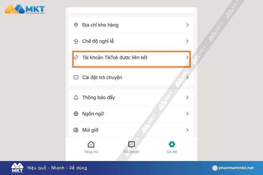 Chọn Tài khoản TikTok được liên kết Chọn Tài khoản TikTok được liên kết