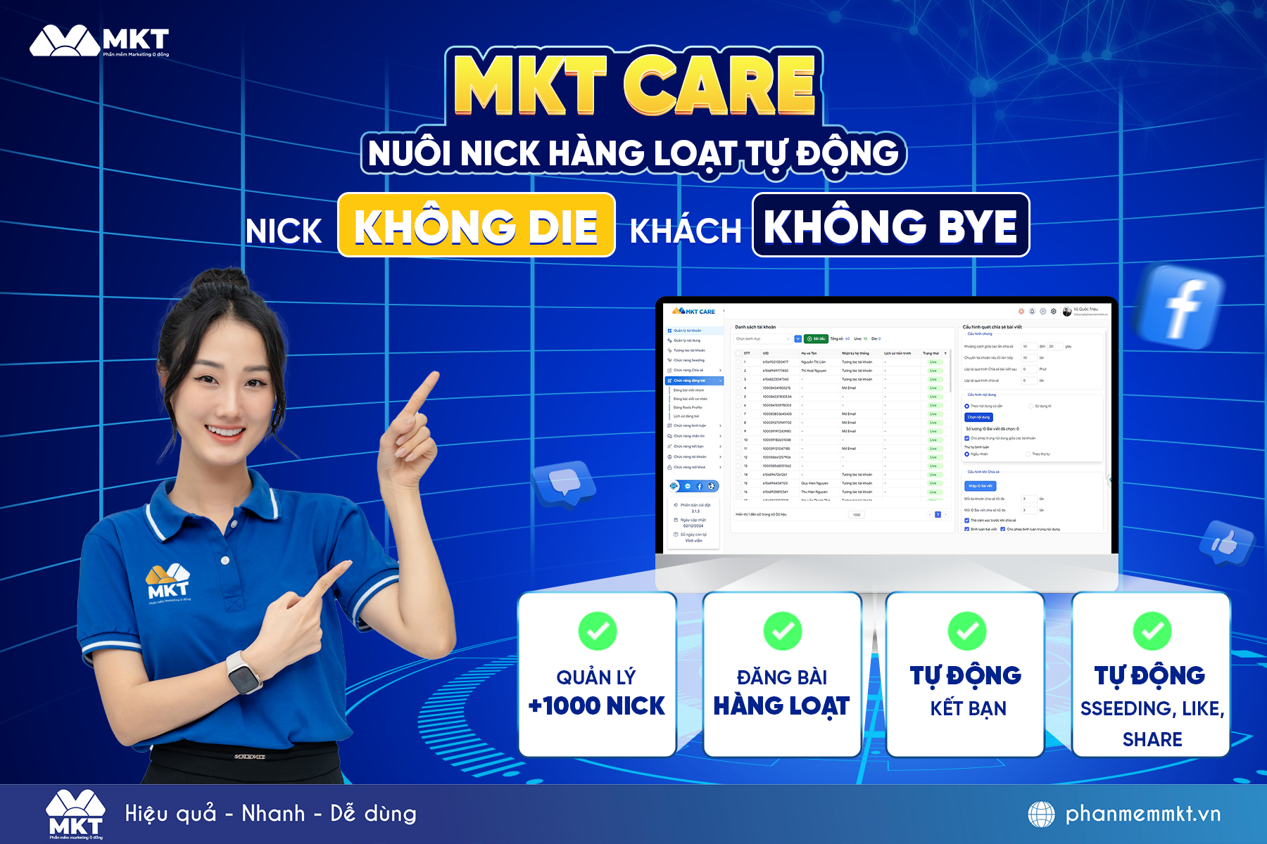 Phần mêm MKT AI Care Seeding Comment Facebook hiệu quả