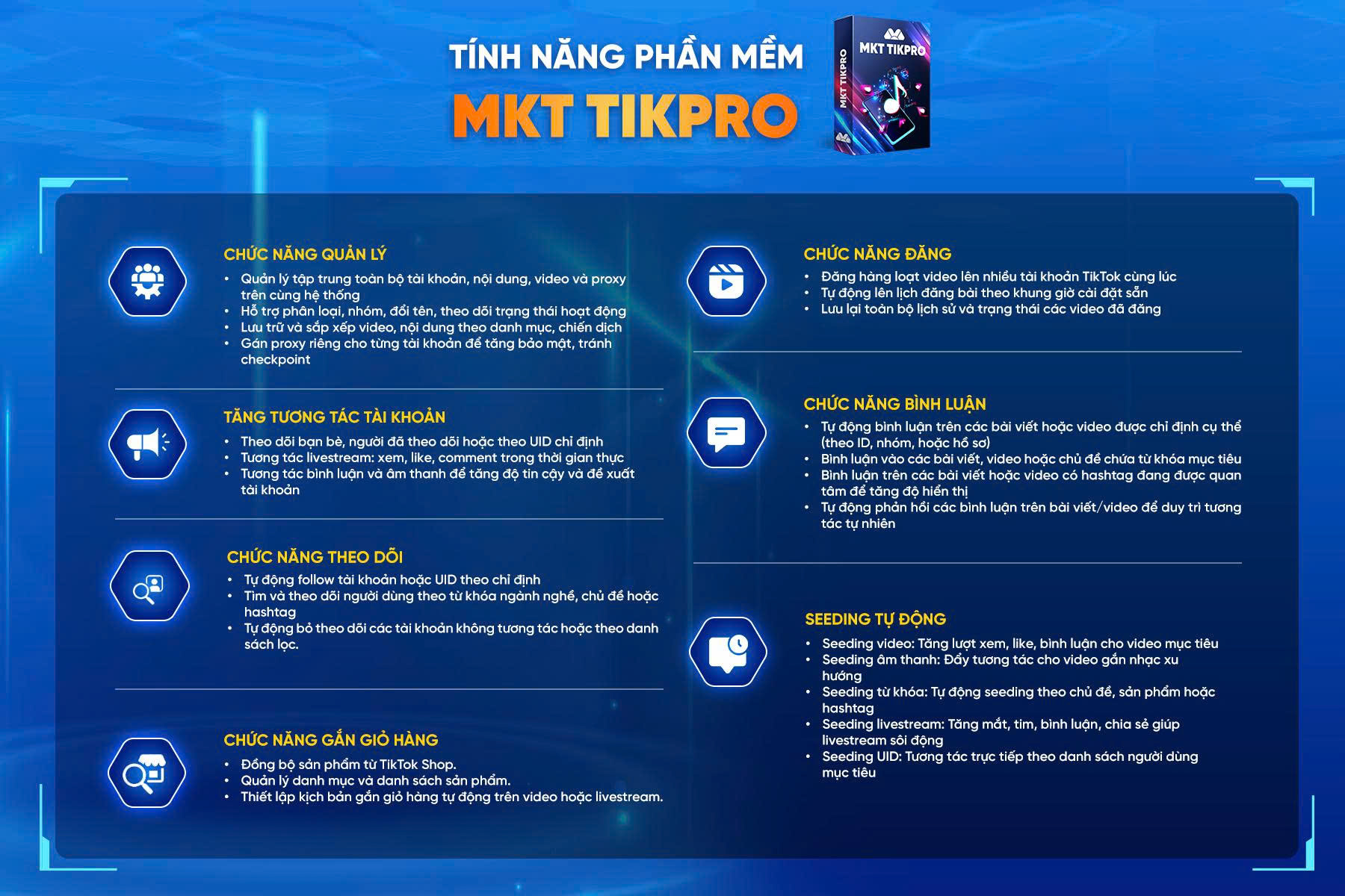 Tình năng của phần mềm MKT TikPro
